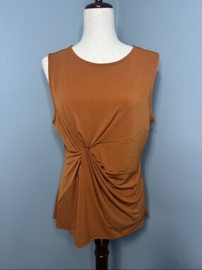 NWOT Zenana Women’s Brown Twist-Front Tank Top Sz L